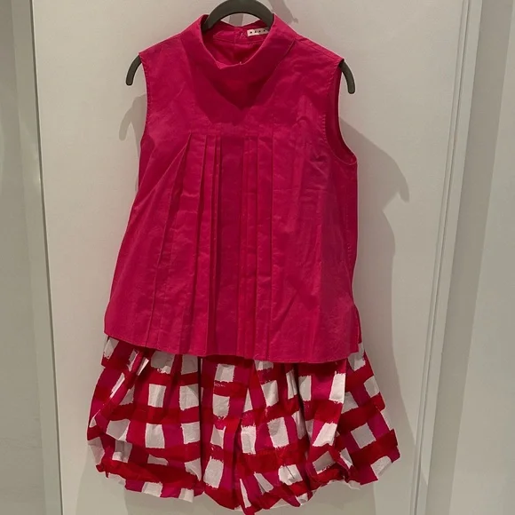 Marni X Uniqlo Fuschia and White Checkered balloon Skirt Set - Picture 5 of 6